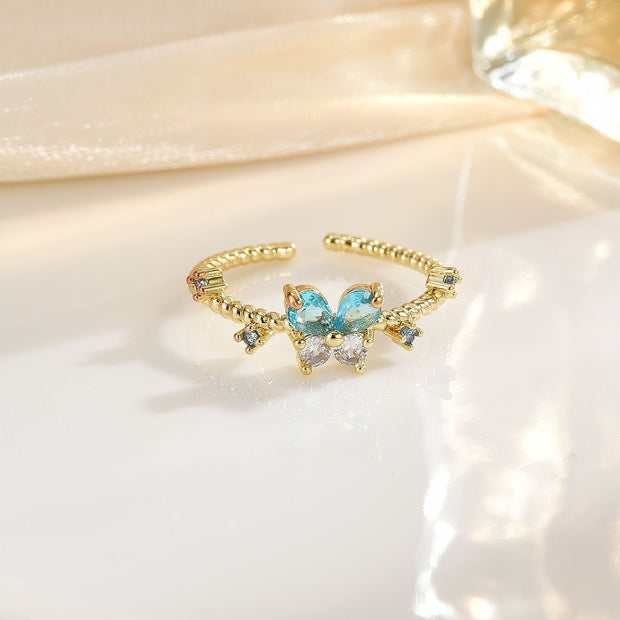 Fashionable All-match French Simplicity Butterfly Adjustable Ring For Women